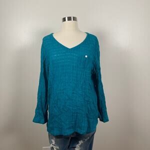 Soft Surroundings • Topanga Top in Everglade Green Gauzy Linen Cotton Blend